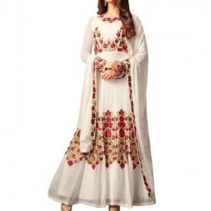 White Thread Georgette Anarkali Suit Lehenga Suit /  Dress for women / 300 pcs
